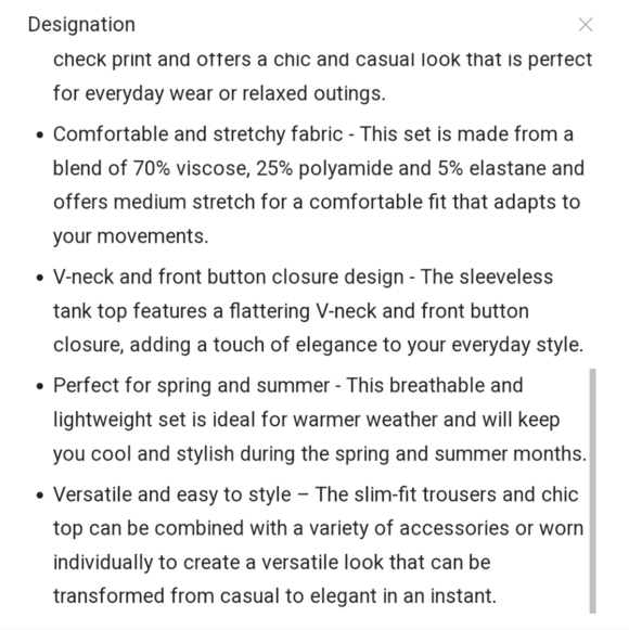 CHICME Plaid Two-Piece Stretchy Set In Black And White Size L - Picture 11 of 16